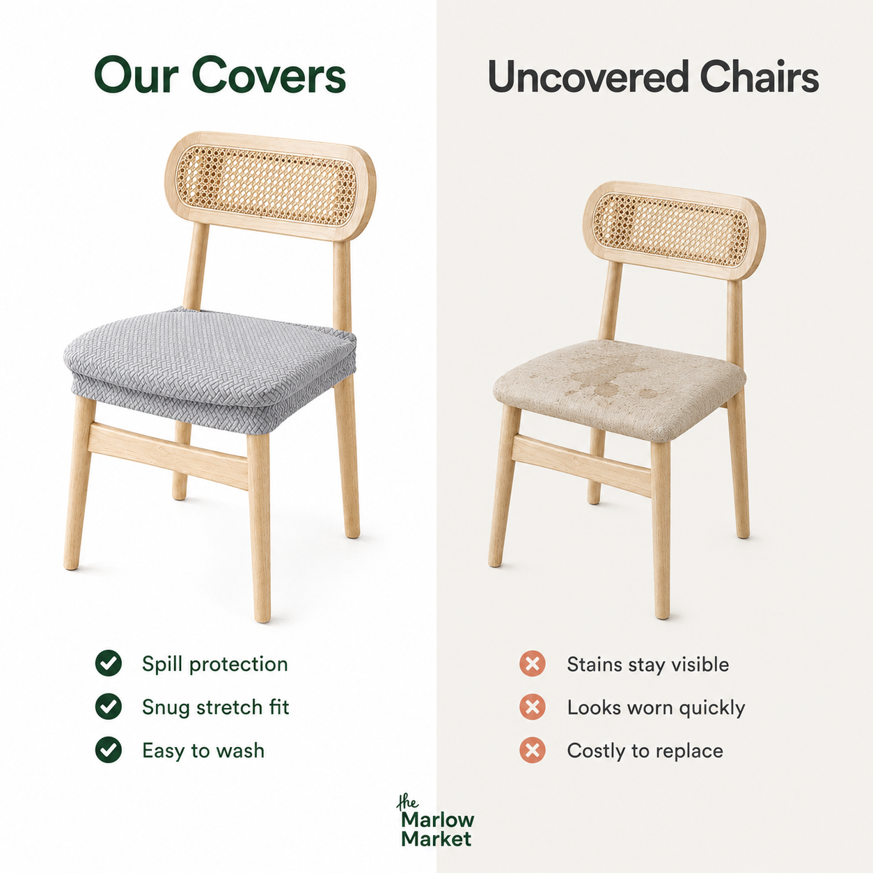 Elegant Dining Chair Covers (2 + 2 FREE) – Reliable Protection for Home & Office