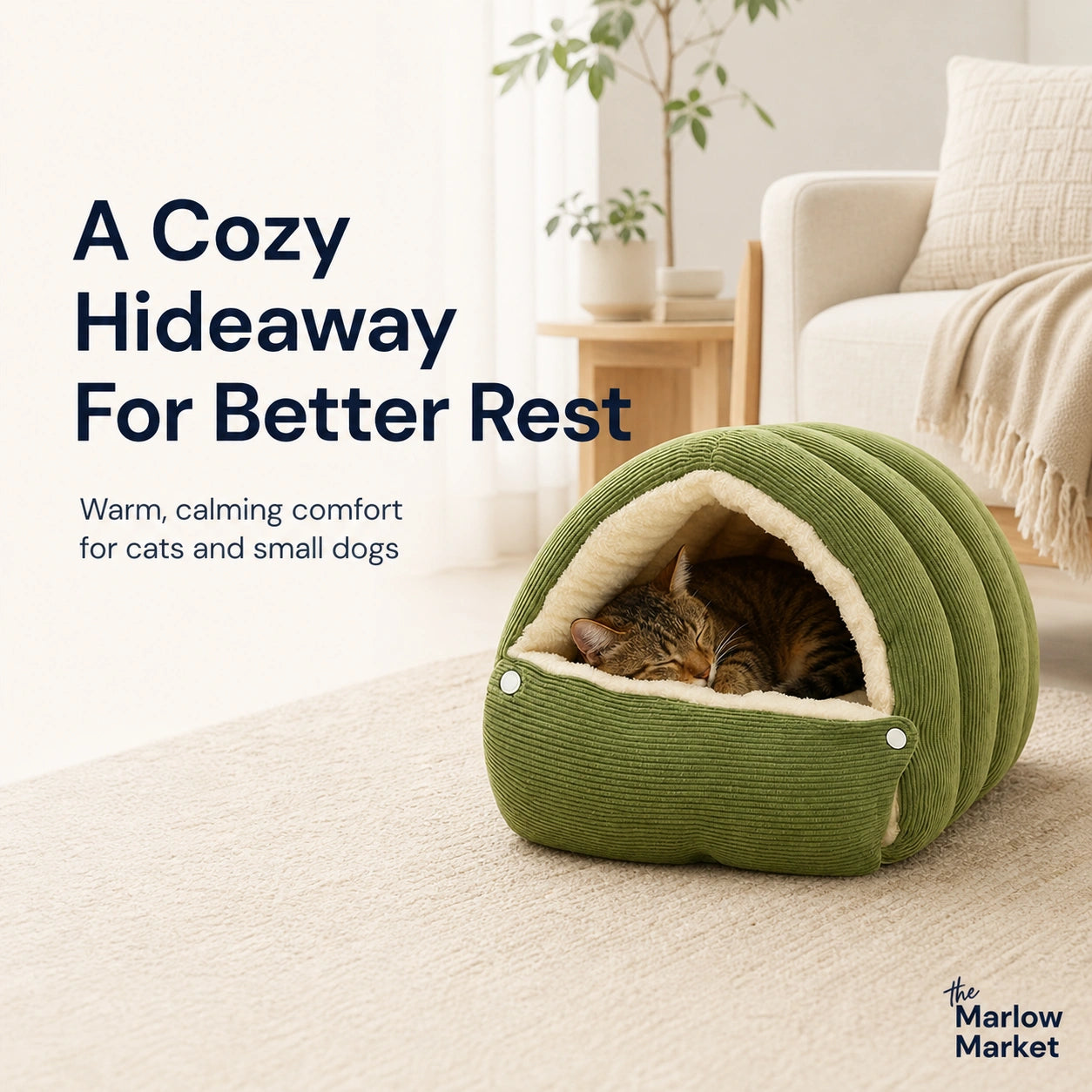 Cozy Pet Cave Bed - Warm Retreat for Cats and Small Dogs