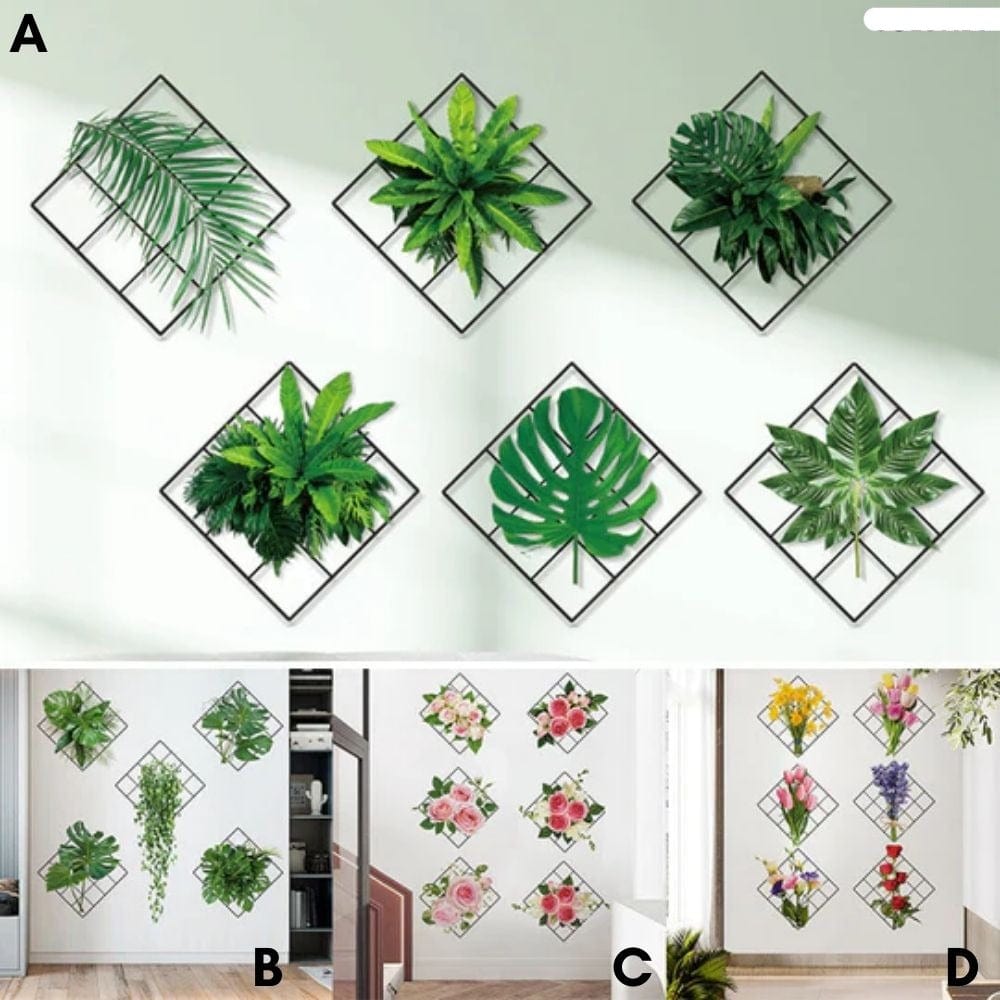 3D Green Plant Wall Stickers – Set of 4, 5, or 6 Pieces, Vinyl Wall Decals 1