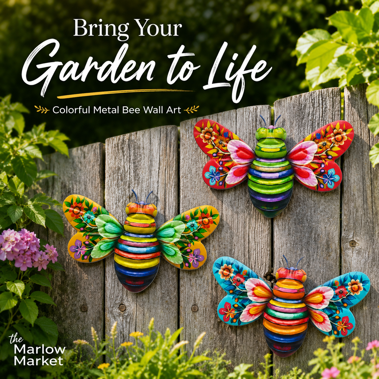 Metal Bee Wall Art (1 Piece) – Unique Decoration for Home & Garden