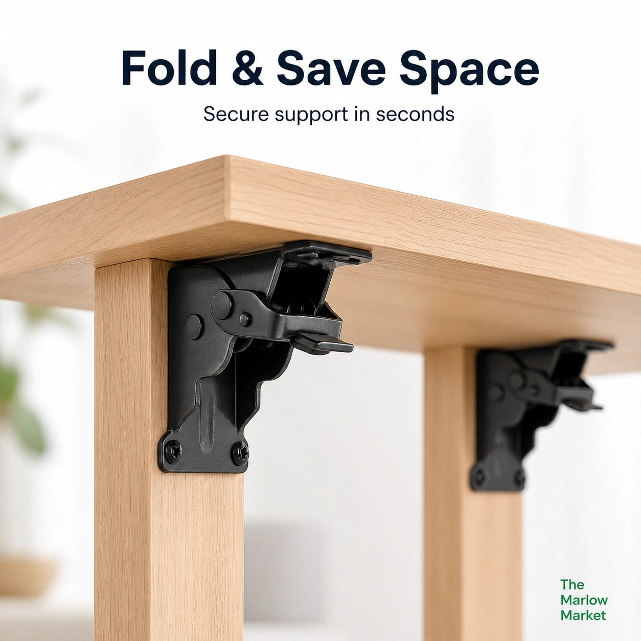 Self-Locking Folding Brackets for Table Legs – Heavy-Duty Space-Saving Support (Set of 2)