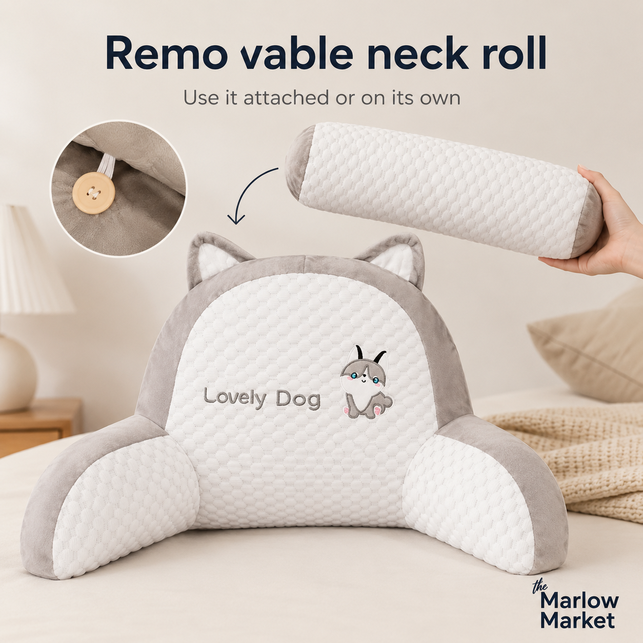Backrest Reading Pillow with Arms – Ultimate Comfort for Sitting Up in Bed
