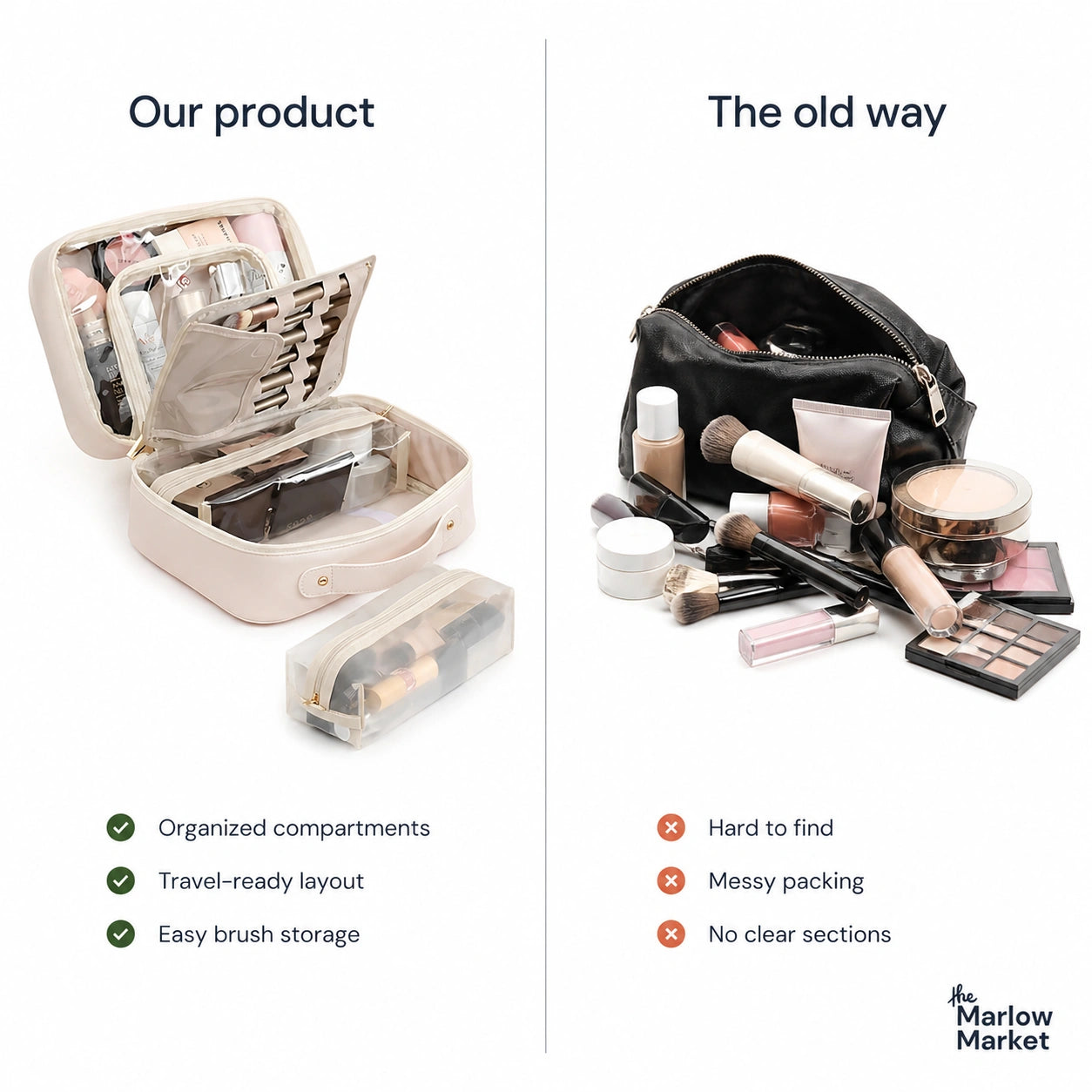 Multi-Compartment Makeup Bag – Stylish Organization for Beauty Essentials