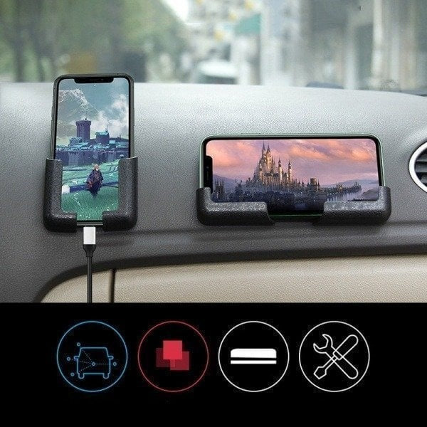 Adjustable Car Phone Holder – Fits Phones & Tablets, Black ABS Material 8