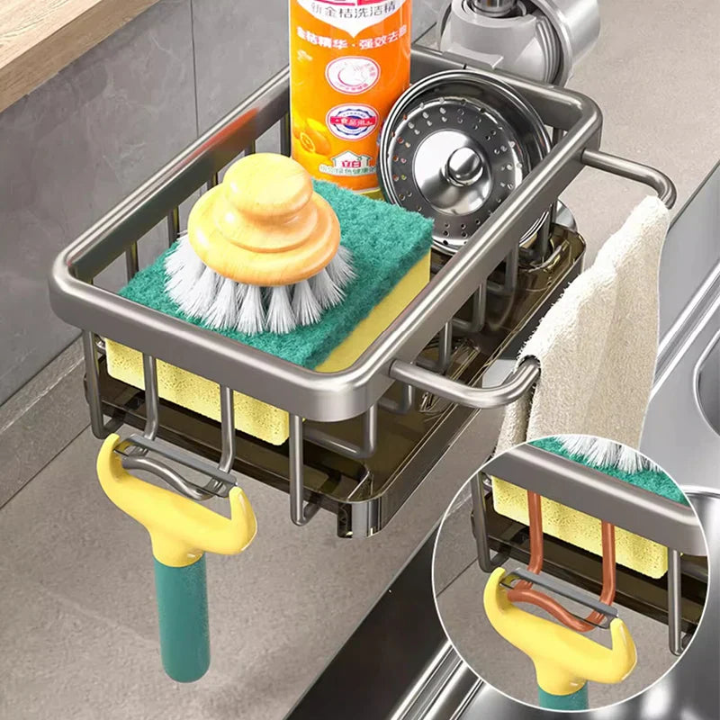 Aluminum Kitchen Sink Organizer – Space-Saving Caddy for Sponges and Soap 2