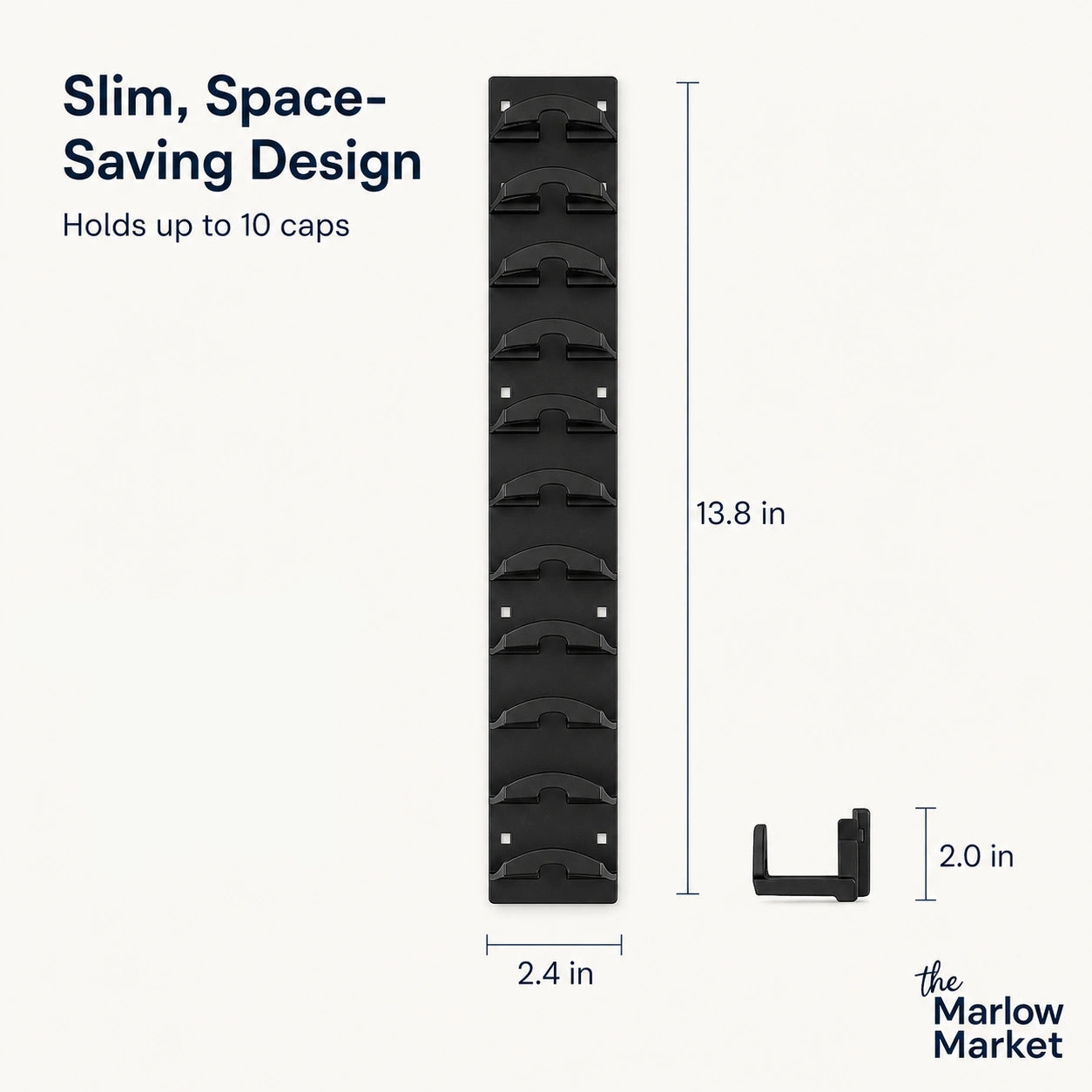Cap Organizer Wall Mount (10 Caps) – Space-Saving Hat Organizer for Easy Access