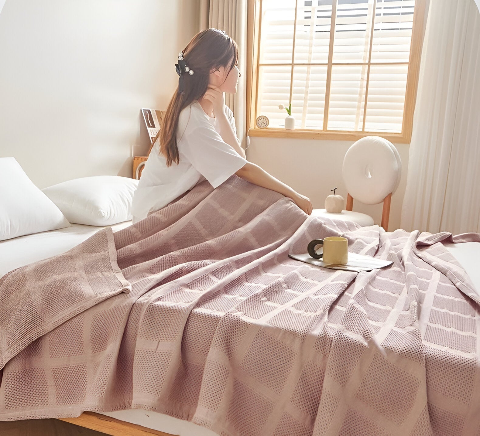 Cooling Blanket – Lightweight Waffle Texture, 100% Cotton, Standard Size 1