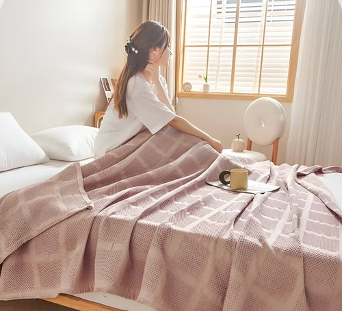 Cooling Blanket – Lightweight Waffle Texture, 100% Cotton, Standard Size 1