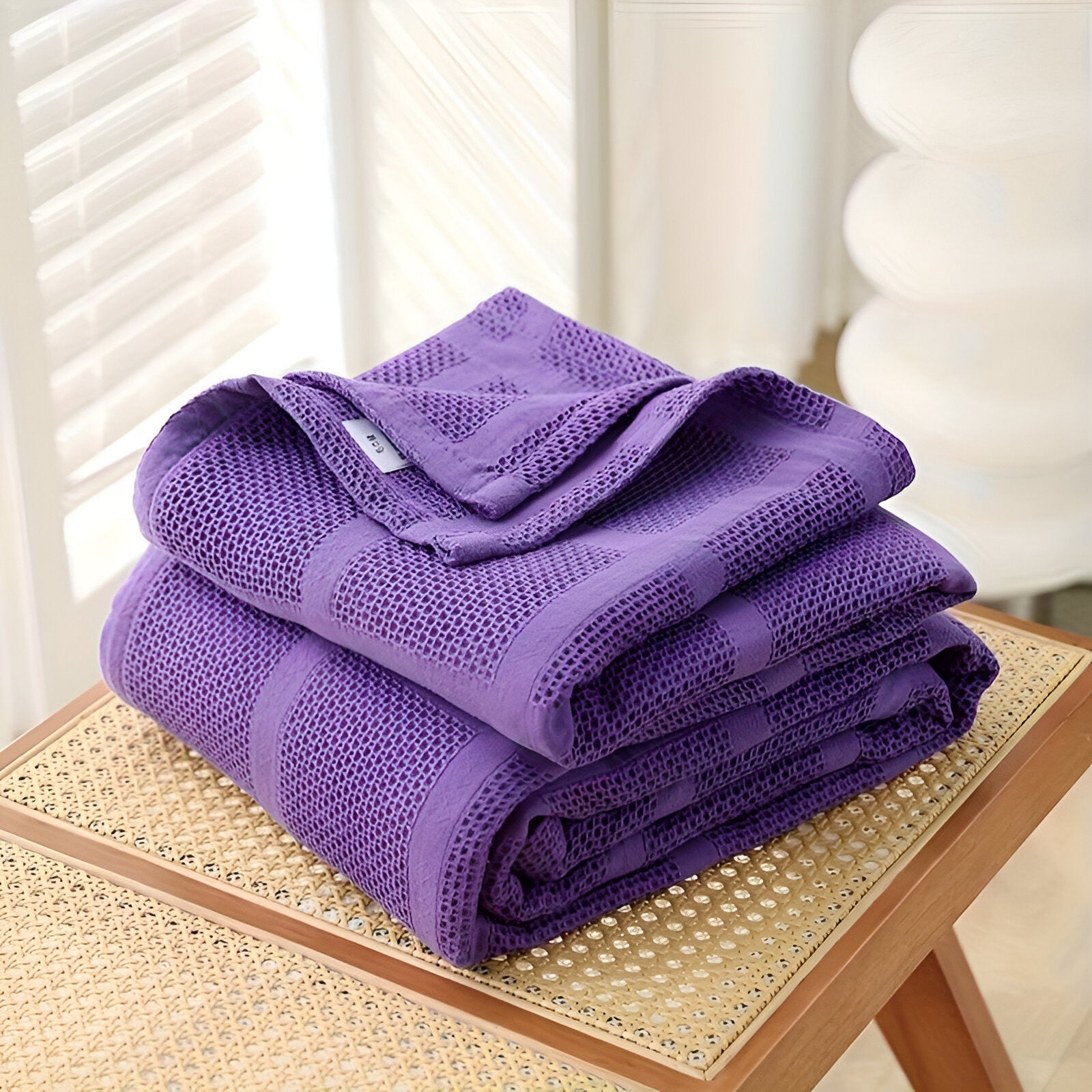 Cooling Blanket – Lightweight Waffle Texture, 100% Cotton, Standard Size 15