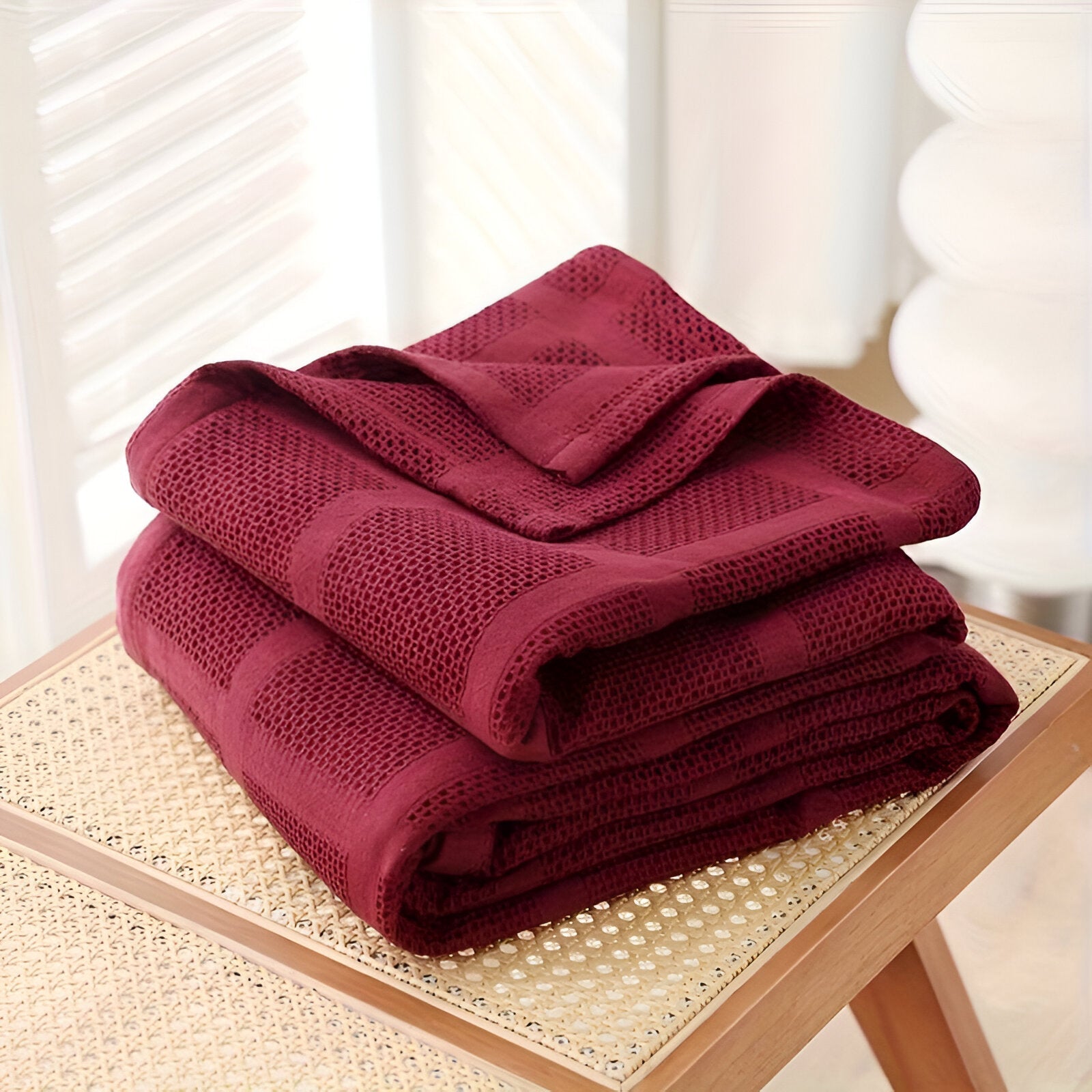 Cooling Blanket – Lightweight Waffle Texture, 100% Cotton, Standard Size 9