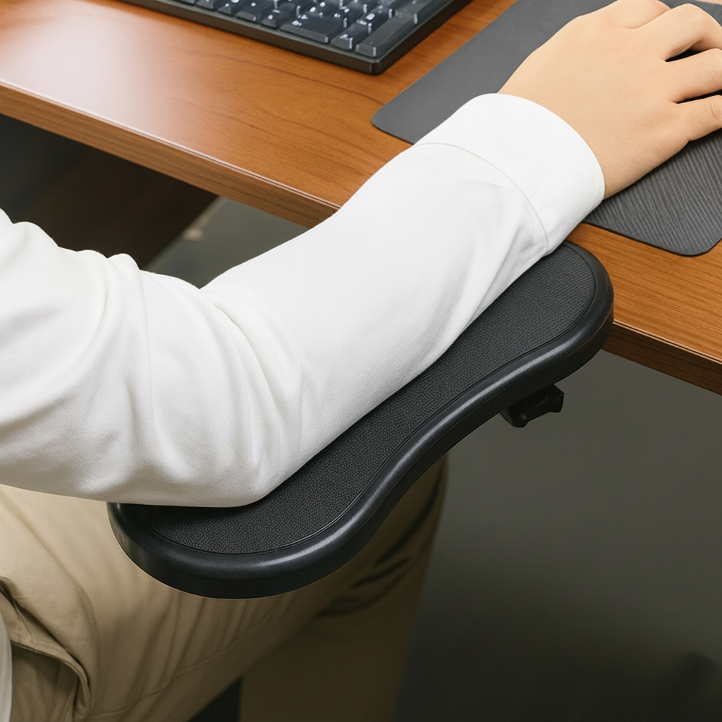Ergonomic Armrest – Adjustable PU Support for Desks, Black, 5.3 x 10.6 Inches 1