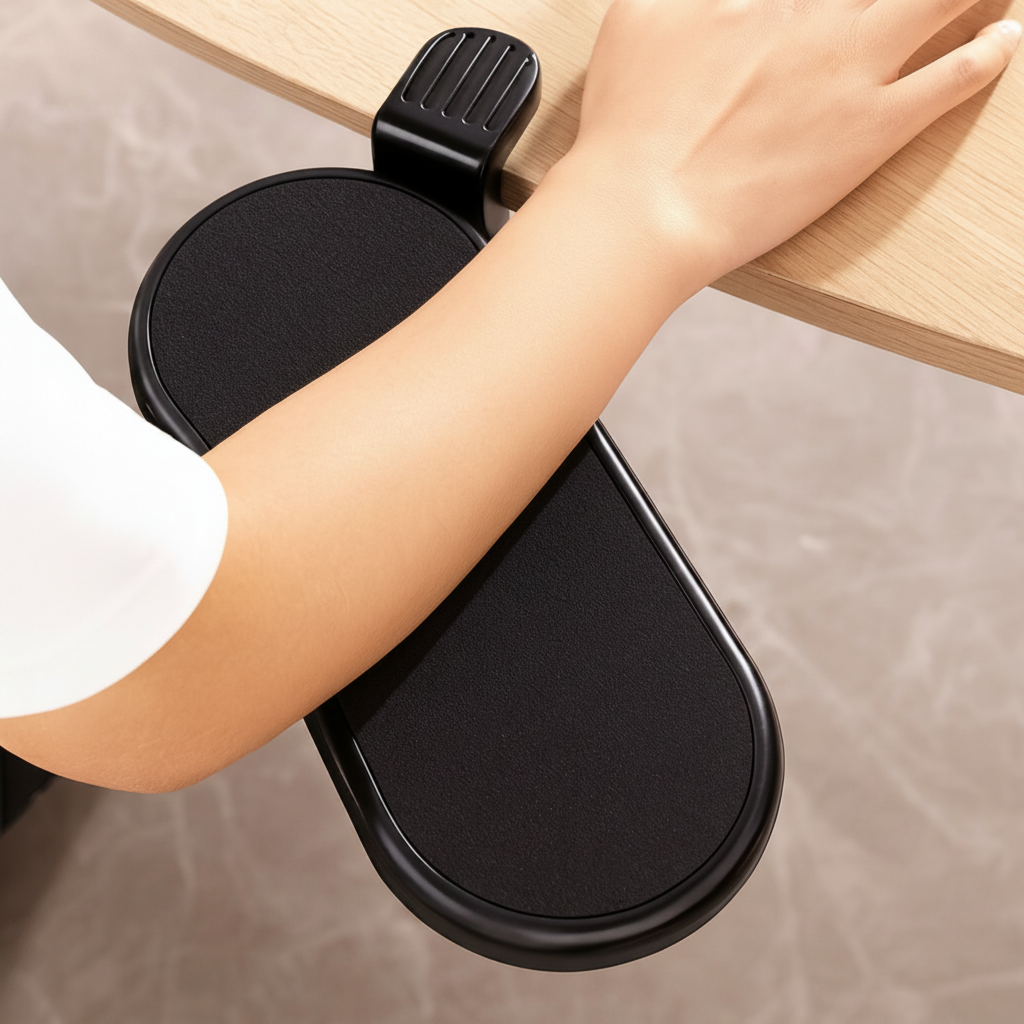 Ergonomic Armrest – Adjustable PU Support for Desks, Black, 5.3 x 10.6 Inches 2