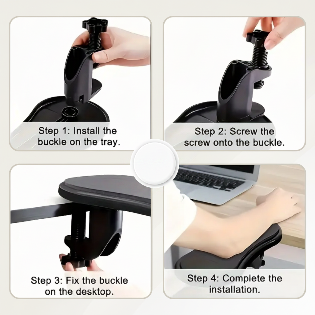 Ergonomic Armrest – Adjustable PU Support for Desks, Black, 5.3 x 10.6 Inches 3