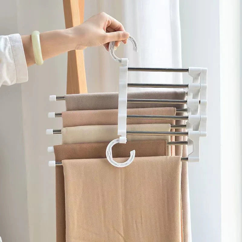 Foldable Clothes Hanger – 5-in-1 Space-Saving Design, Assorted Color, High-Quality Plastic 0