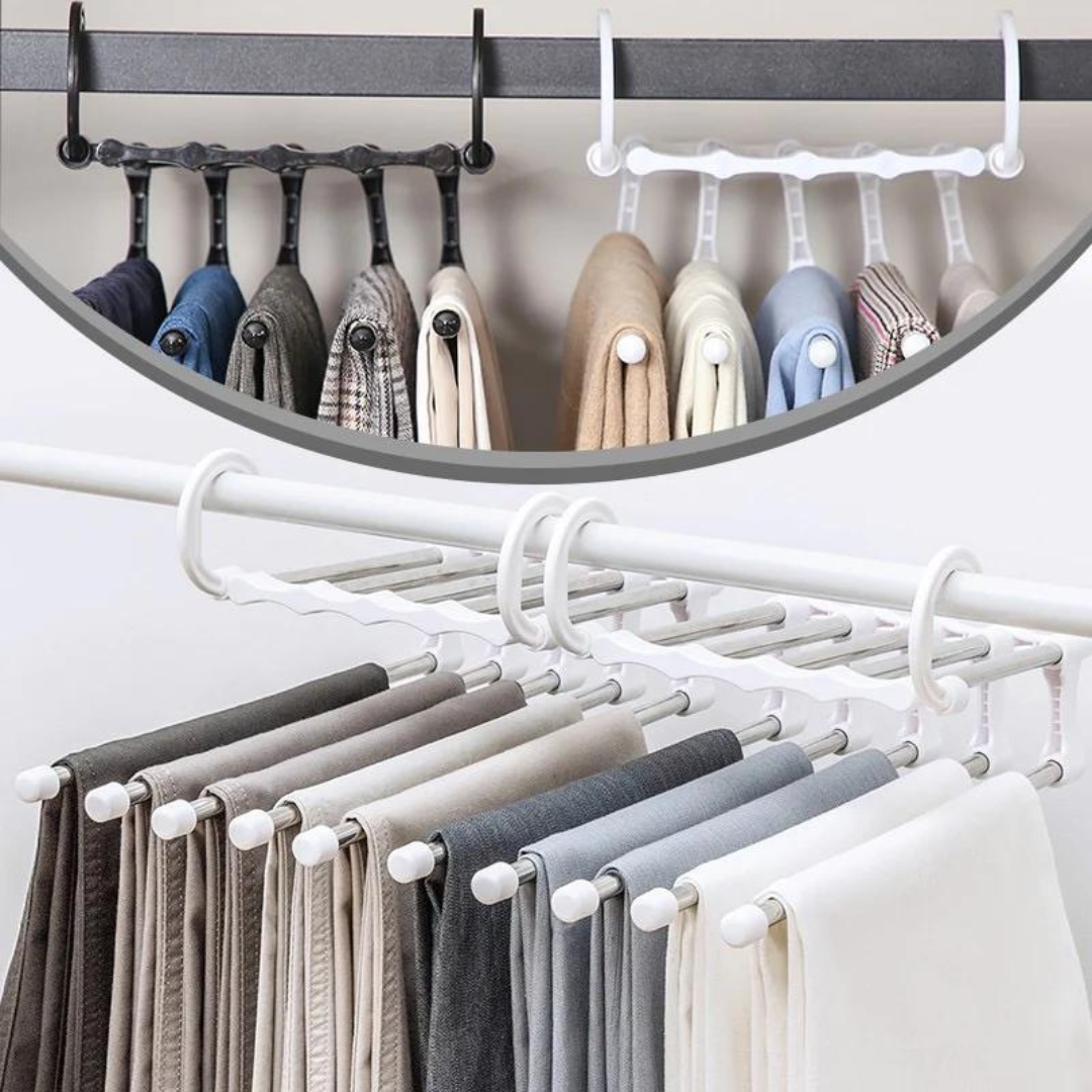 Foldable Clothes Hanger – 5-in-1 Space-Saving Design, Assorted Color, High-Quality Plastic 1