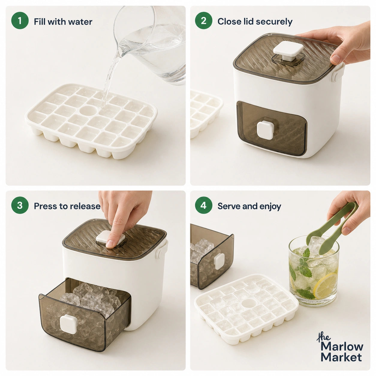 Ice Cube Tray with Lid (48 Cubes) – Effortless Ice Making and Odor Protection