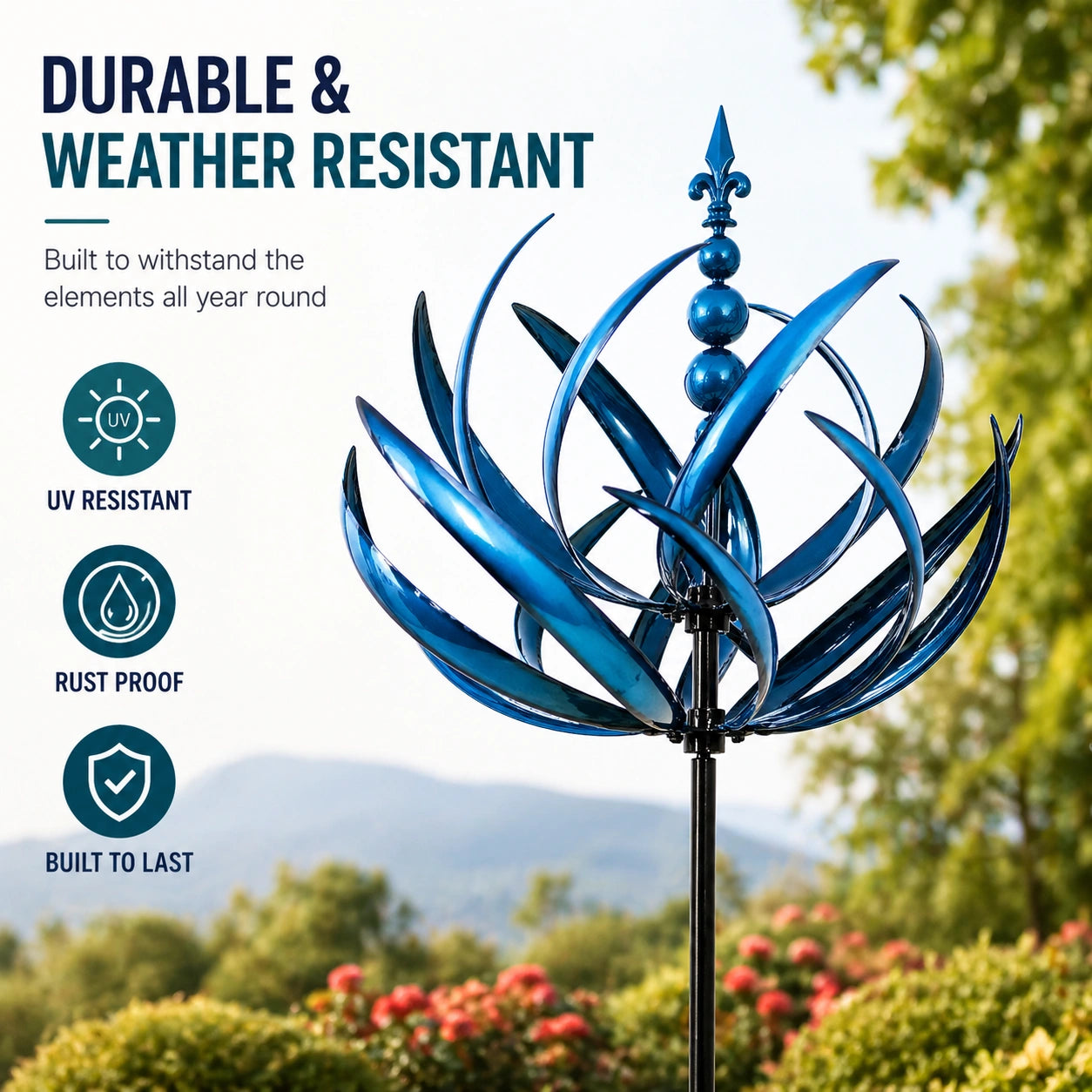 Lotus Shaped Weather Vane – Elegant Garden Decoration for Outdoor Spaces