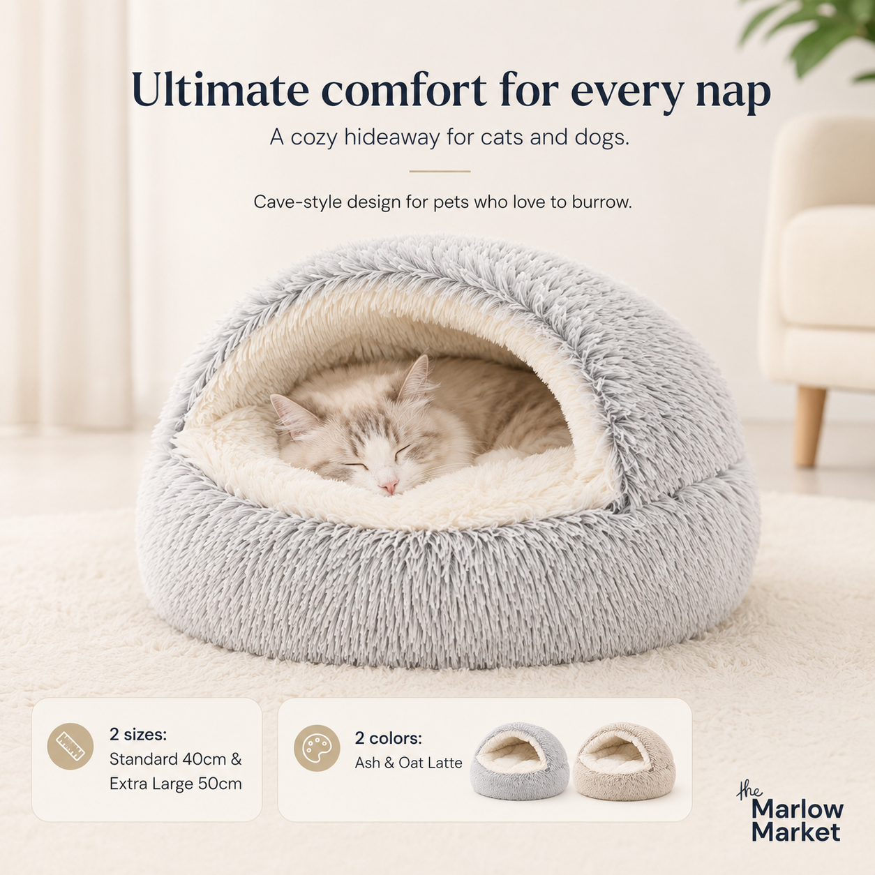 Luxurious Pet Bed (Standard & Large) – Ultimate Comfort for Dogs and Cats