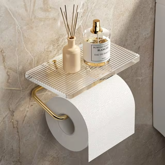 Luxury Toilet Paper Holder Stand – Stylish Storage with Convenient Shelf 0