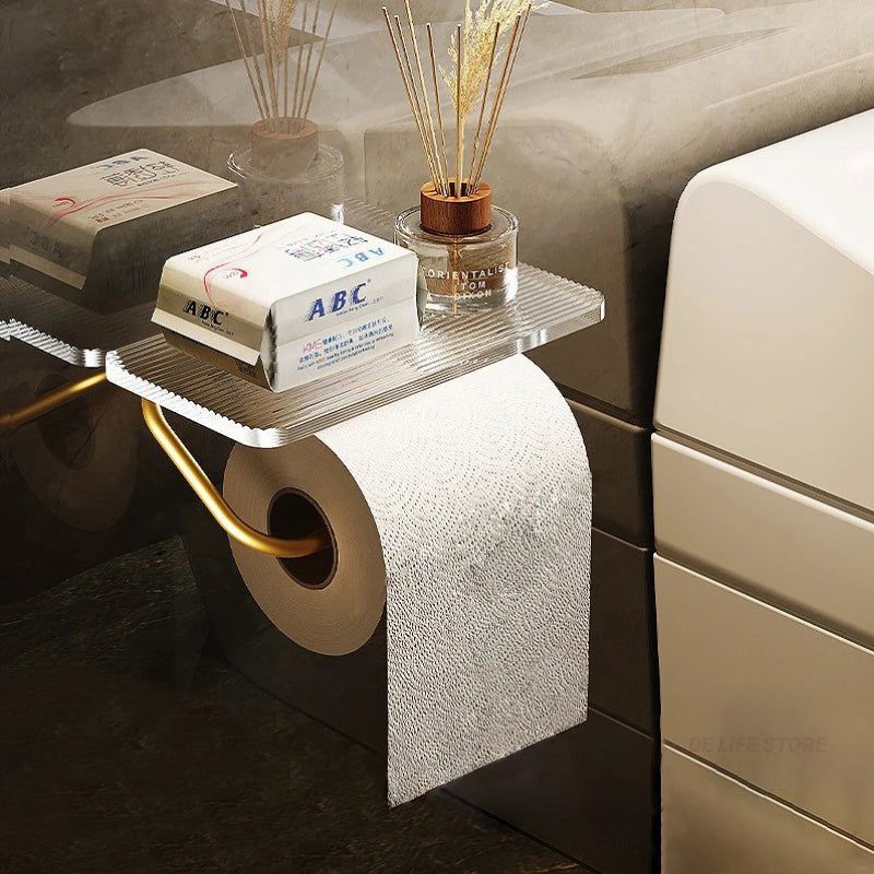 Luxury Toilet Paper Holder Stand – Stylish Storage with Convenient Shelf 1
