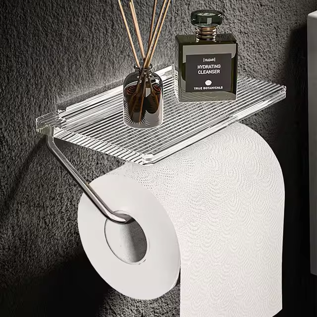 Luxury Toilet Paper Holder Stand – Stylish Storage with Convenient Shelf 4