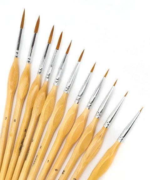 Miniature Paint Brush Set (11 pcs) – Ideal for Watercolor and Fine Detail Painting 0