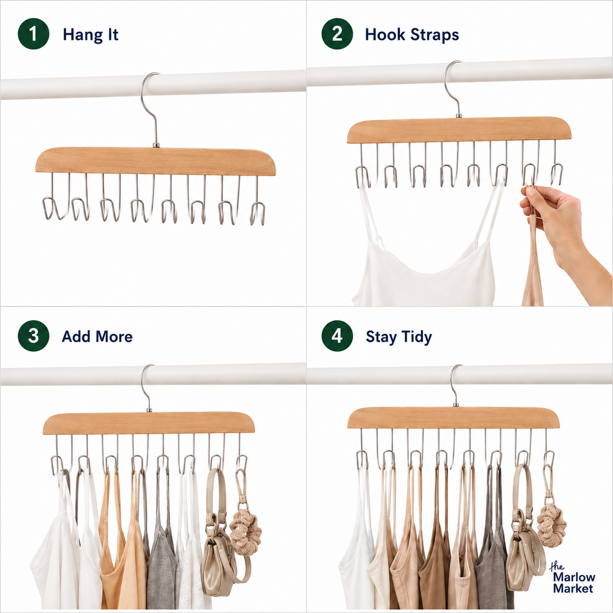 MultiHook Closet Organizer Hanger with 8 Hooks – Space-Saving Rack for Scarves, Bags & Accessories