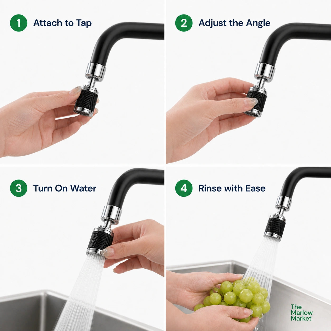 360° Rotating Faucet Attachment – Splash-Free Rinsing for Effortless Cleaning