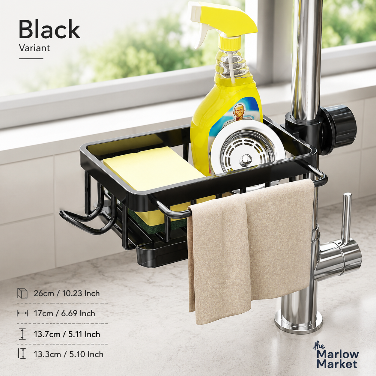 Aluminum Kitchen Sink Organizer – Space-Saving Caddy for Sponges and Soap