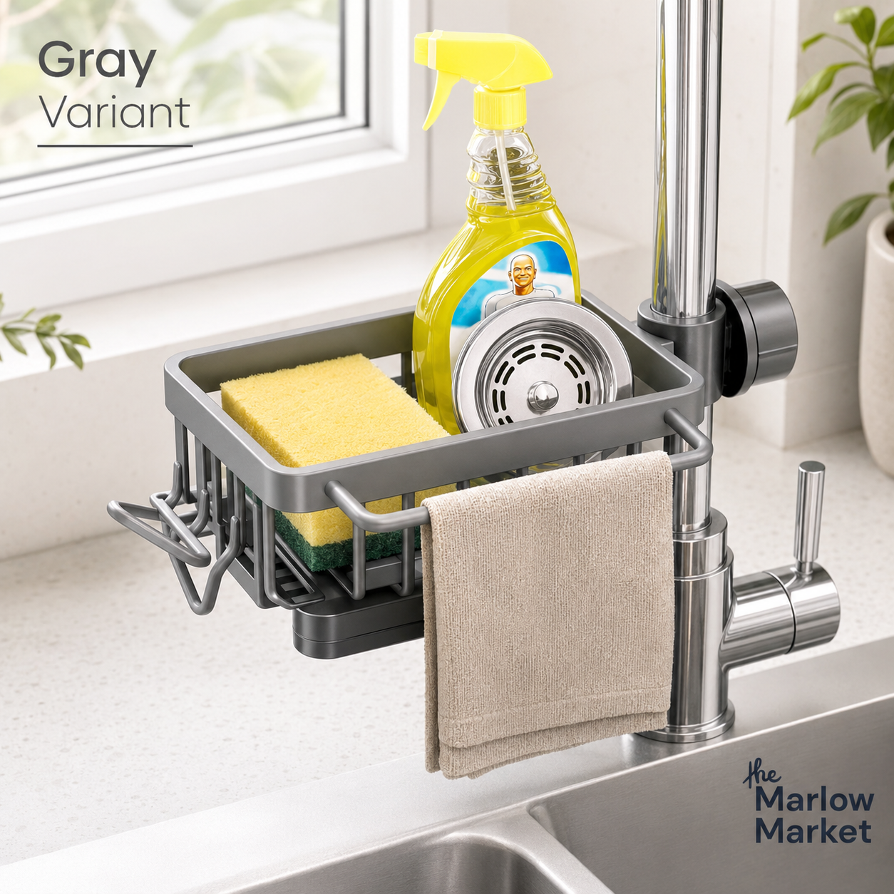 Aluminum Kitchen Sink Organizer – Space-Saving Caddy for Sponges and Soap