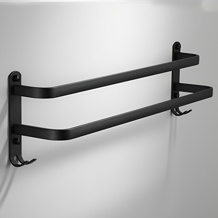 Towel Holder – Black Aluminum, Flexible Installation 40-60 cm for Bathroom 7