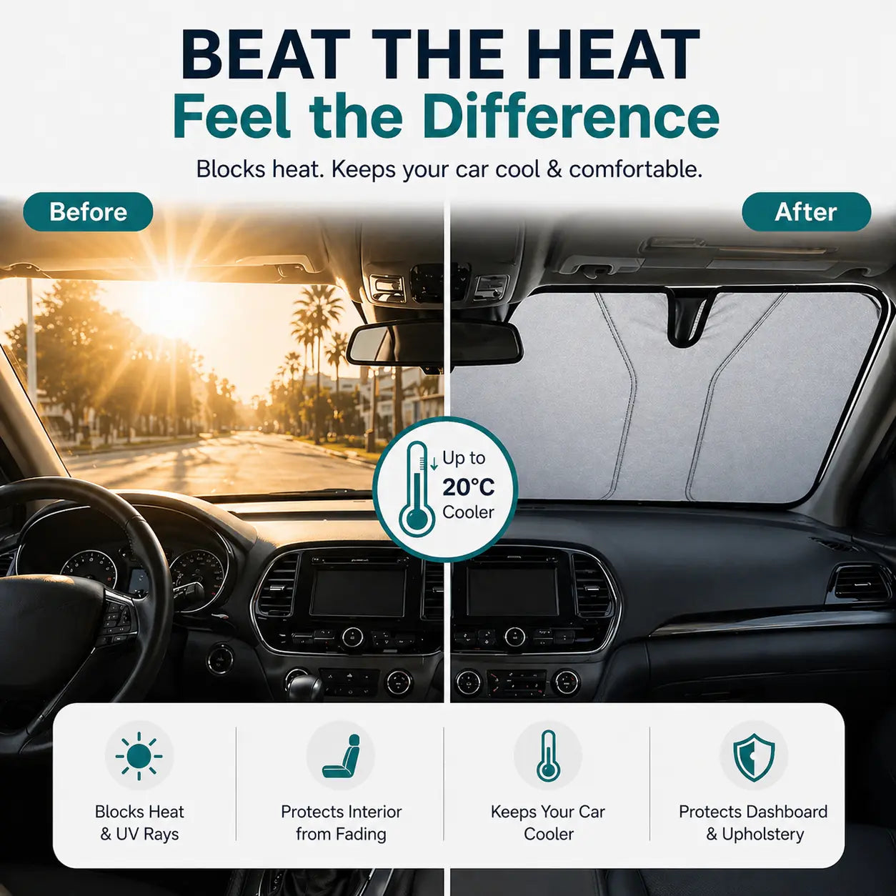Windshield Sunshade – Effective UV Protection for Compact Cars