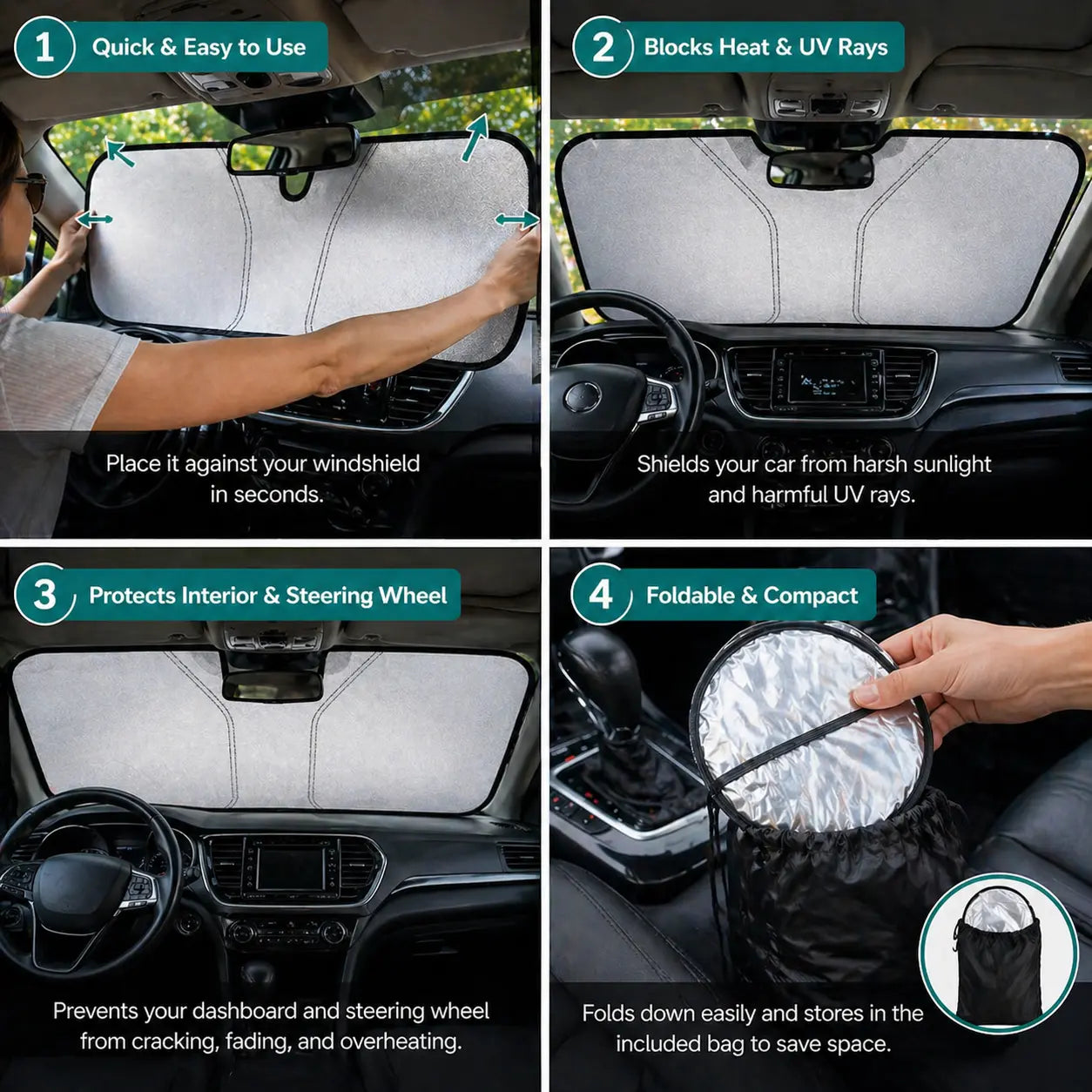 Windshield Sunshade – Effective UV Protection for Compact Cars