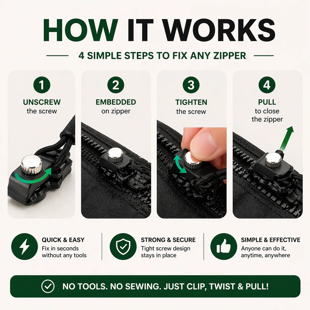 Zipper Repair Tool – Quick Fix for Broken Zippers and Bags