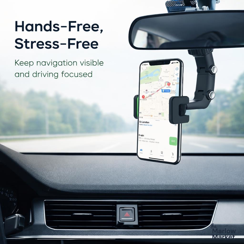 Car Phone Holder – 360° Rotation, Fits Smartphones Up to 7 Inches, Black