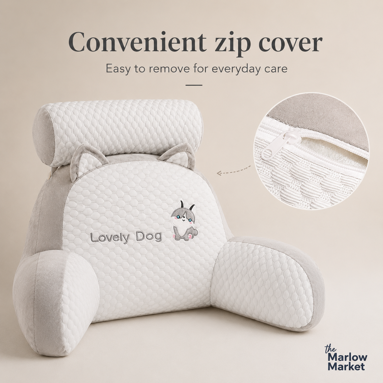 Backrest Reading Pillow with Arms – Ultimate Comfort for Sitting Up in Bed