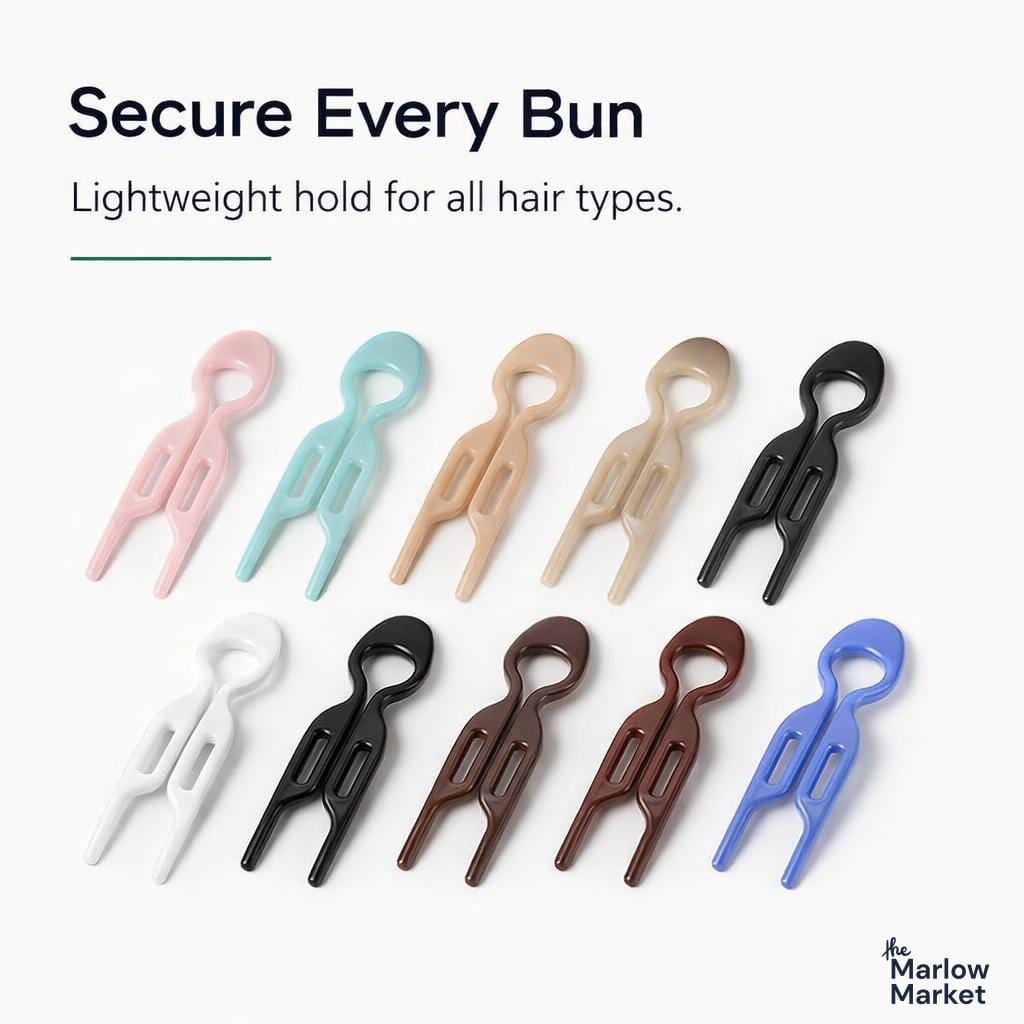 Hairpins for Buns – 5 + 5 FREE - High-Quality Plastic, Suitable for All Hair Types