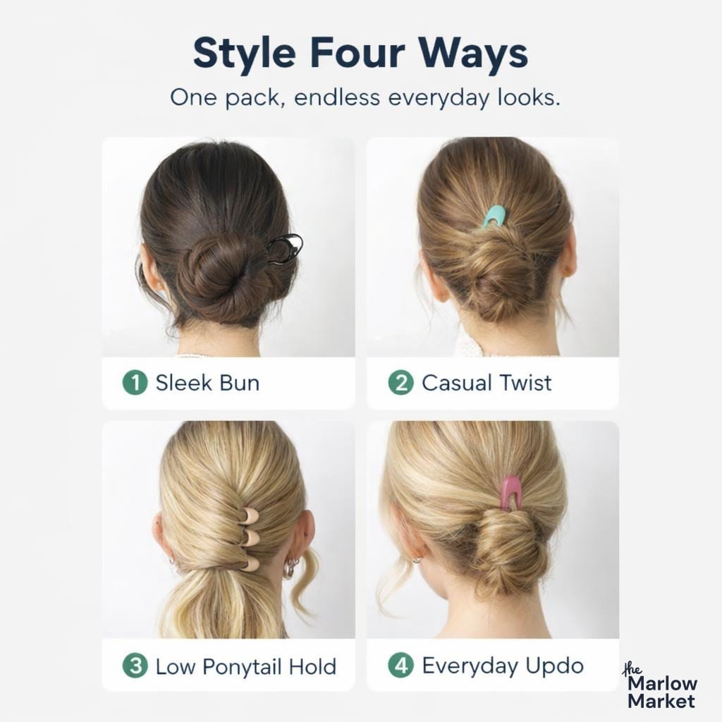 Hairpins for Buns – 5 + 5 FREE - High-Quality Plastic, Suitable for All Hair Types