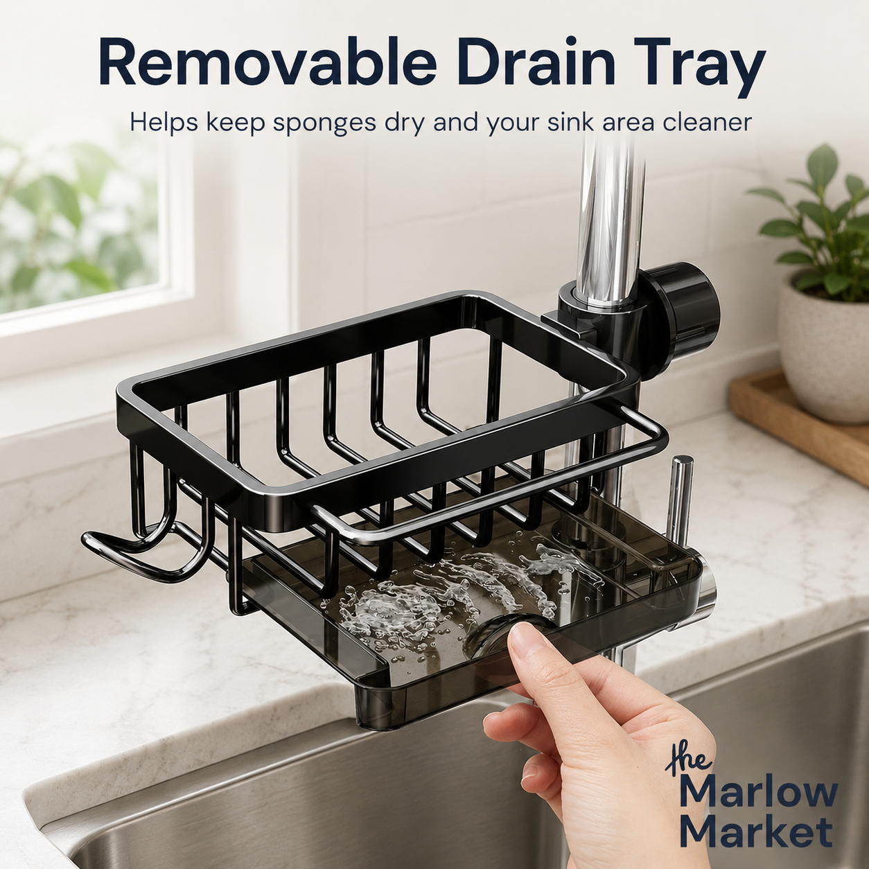 Aluminum Kitchen Sink Organizer – Space-Saving Caddy for Sponges and Soap