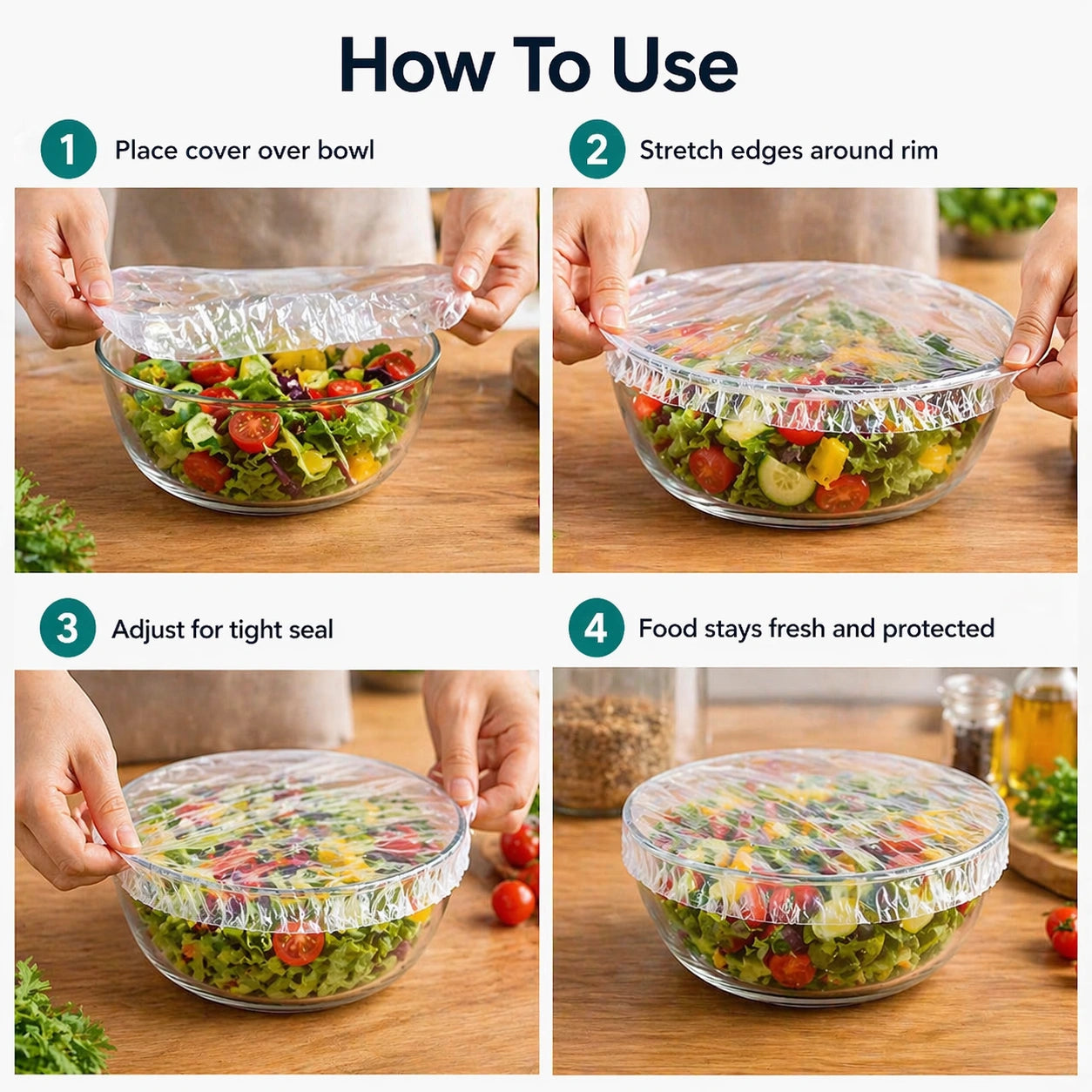 Stretchable Food Covers Set (100 pcs) – Airtight Fit for Bowls, Plates & Leftovers