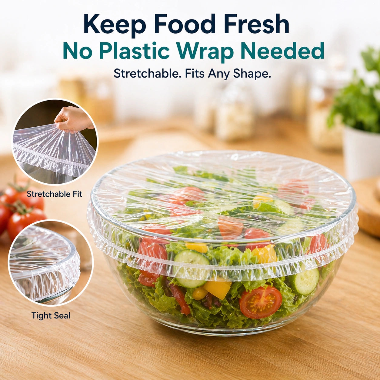 Stretchable Food Covers Set (100 pcs) – Airtight Fit for Bowls, Plates & Leftovers
