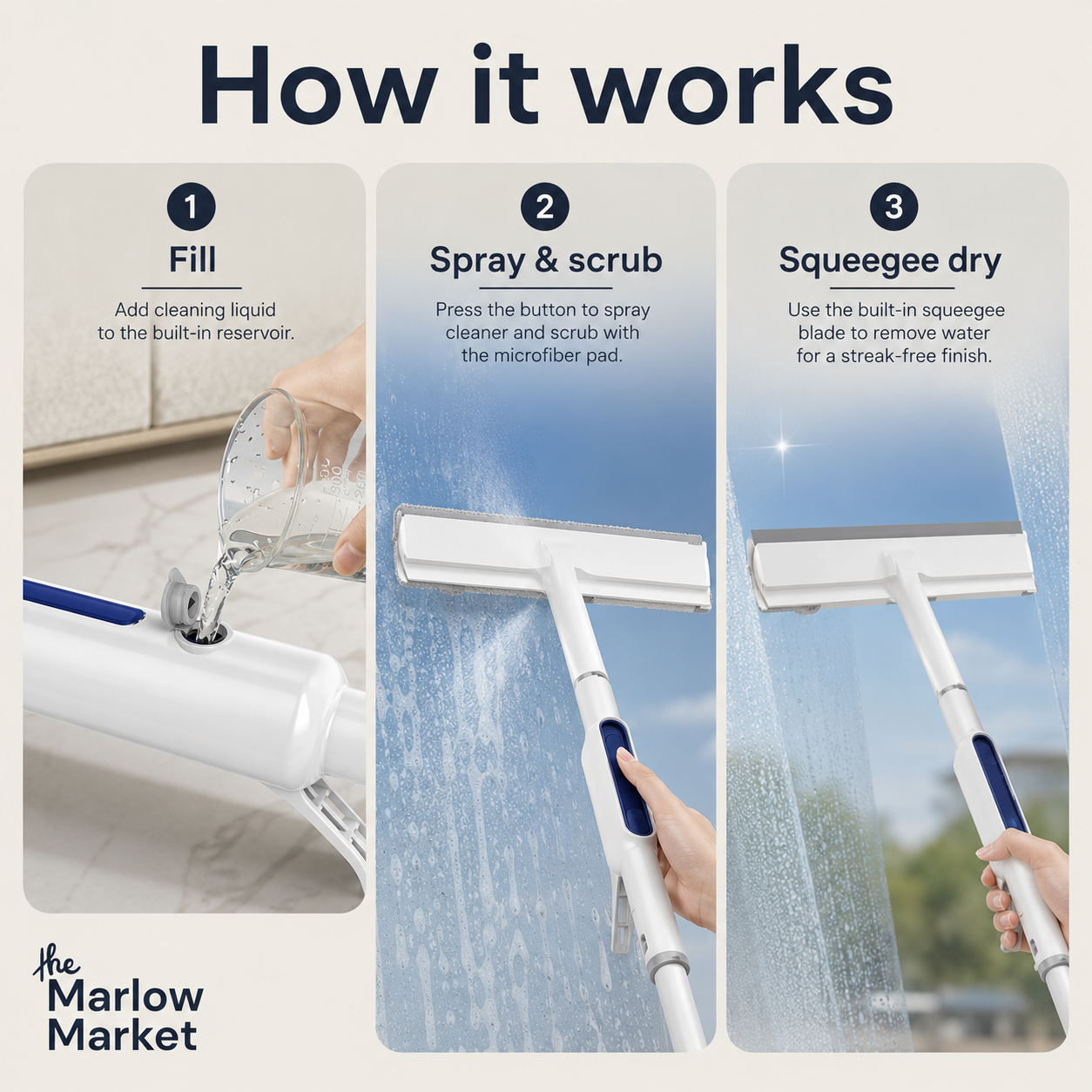 Glass Cleaner Tool Set (1 Set) – Streak-Free Shine for Windows and Mirrors